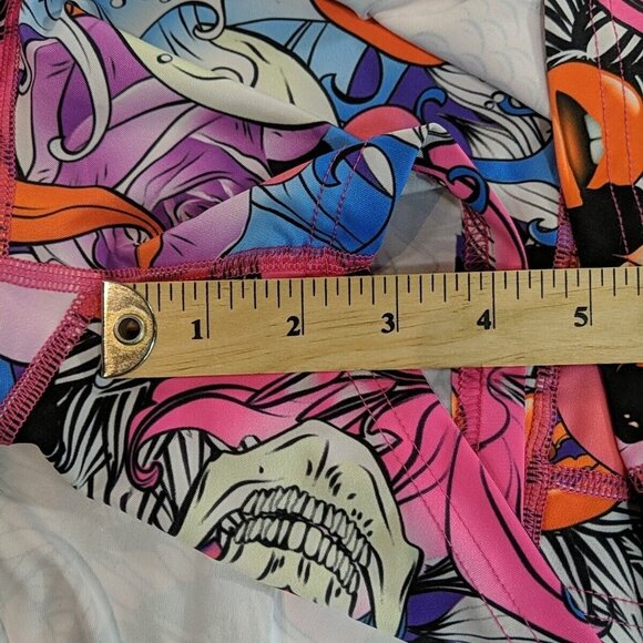 Tikiboo Swim Bottoms Skirt Shorts Skort Skull Tattoos Multicolor XL X-Large - Picture 9 of 11